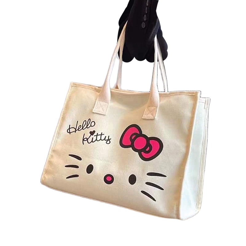 Picture of TAG Lifestyle Canvas Tote Bag/Fashionable  Hello Kitty Tote Bag With Zipper Enclosure for Girls For University/College/Trendy Fashionable Women
