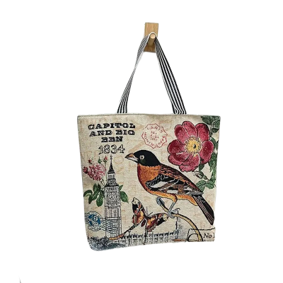 Picture of TAG Lifestyle Jacquard Embroidered Print Canvas Tote Bag Shopping Bag, Girls & Ladies Bag, Inside pocket Top Handle Tote Bag for University/College/Girls Students &  Fashionable Women