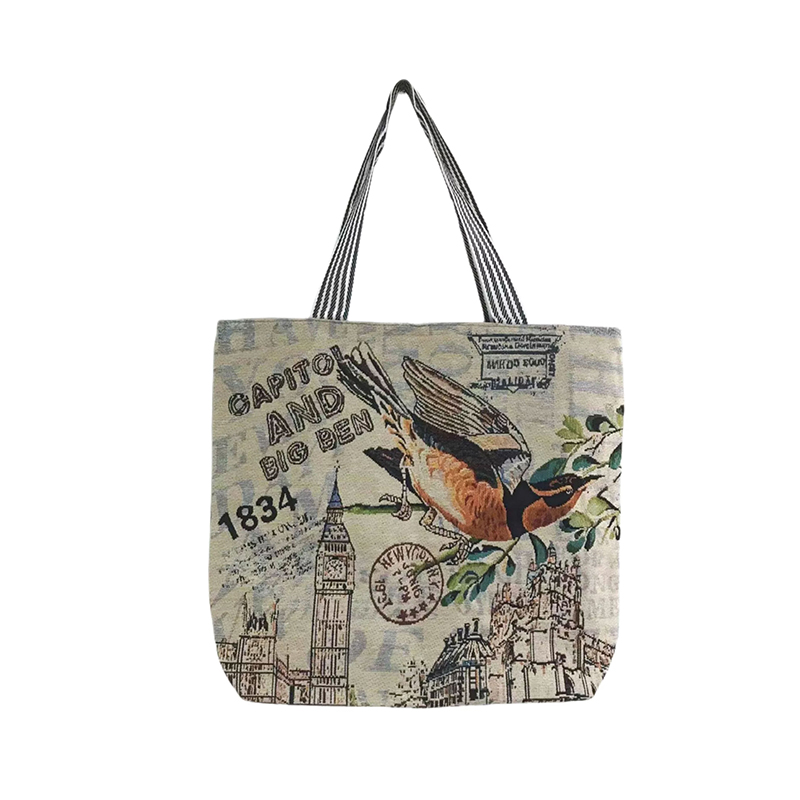 Picture of TAG Lifestyle Jacquard Embroidered Print Canvas Tote Bag Shopping Bag, Girls & Ladies Bag, Inside pocket Top Handle Tote Bag for University/College/Girls Students &  Fashionable Women