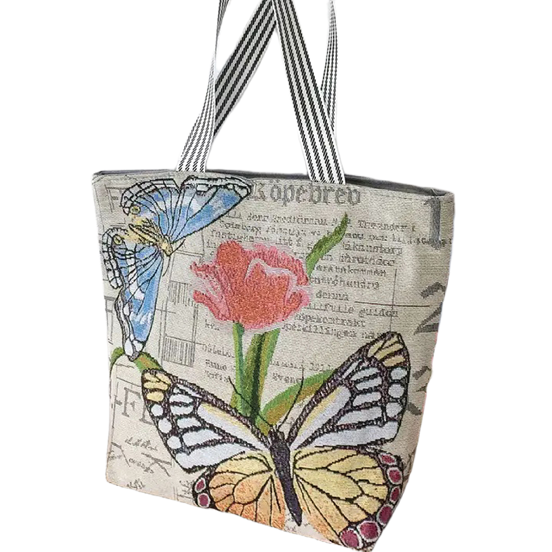 Picture of TAG Lifestyle Jacquard Embroidered Print Canvas Tote Bag Shopping Bag, Girls & Ladies Bag, Inside pocket Top Handle Tote Bag for University/College/Girls Students &  Fashionable Women