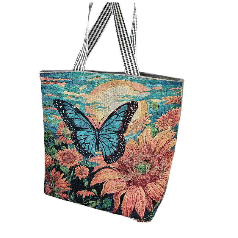 Picture of Product details of  TAG Lifestyle Retro Embroidered Print Canvas Tote Bag Shopping Bag, Girls & Ladies Jacquard Embroidered Bag, Inside pocket Top Handle Tote Bag for University/College/Girls Students And Fashionable Women