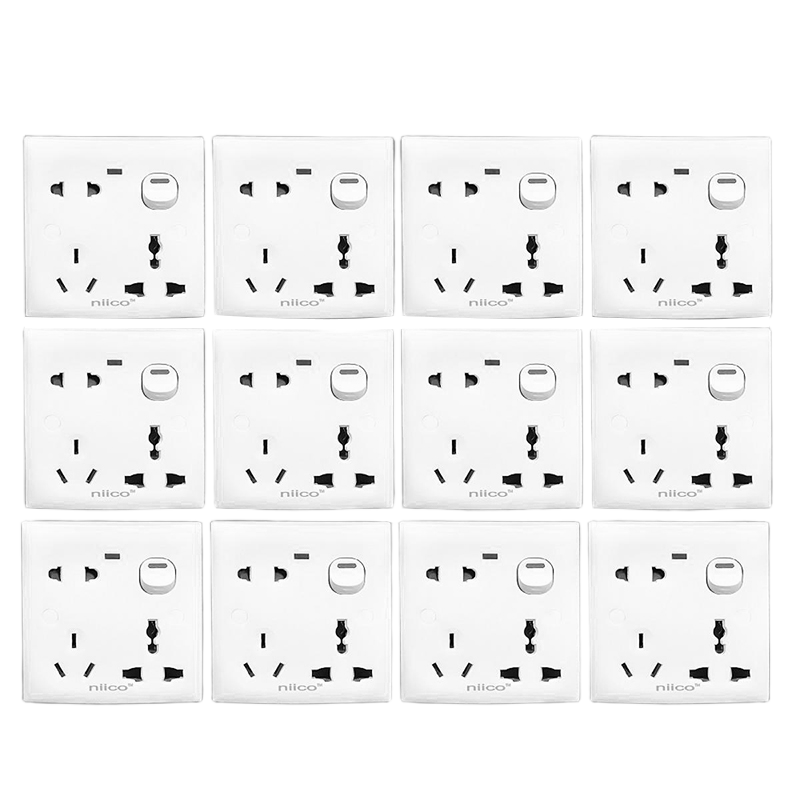 Picture of NIICO Classic 6 Pin Wall Switch Socket-12 PCS Combo