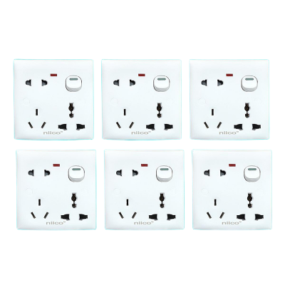 Picture of NIICO Classic 6 Pin Wall Switch Socket-6 PCS Combo