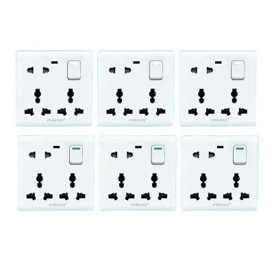 Picture of NIICO Classic 8 Pin Wall Switch Socket-6 PCS Combo