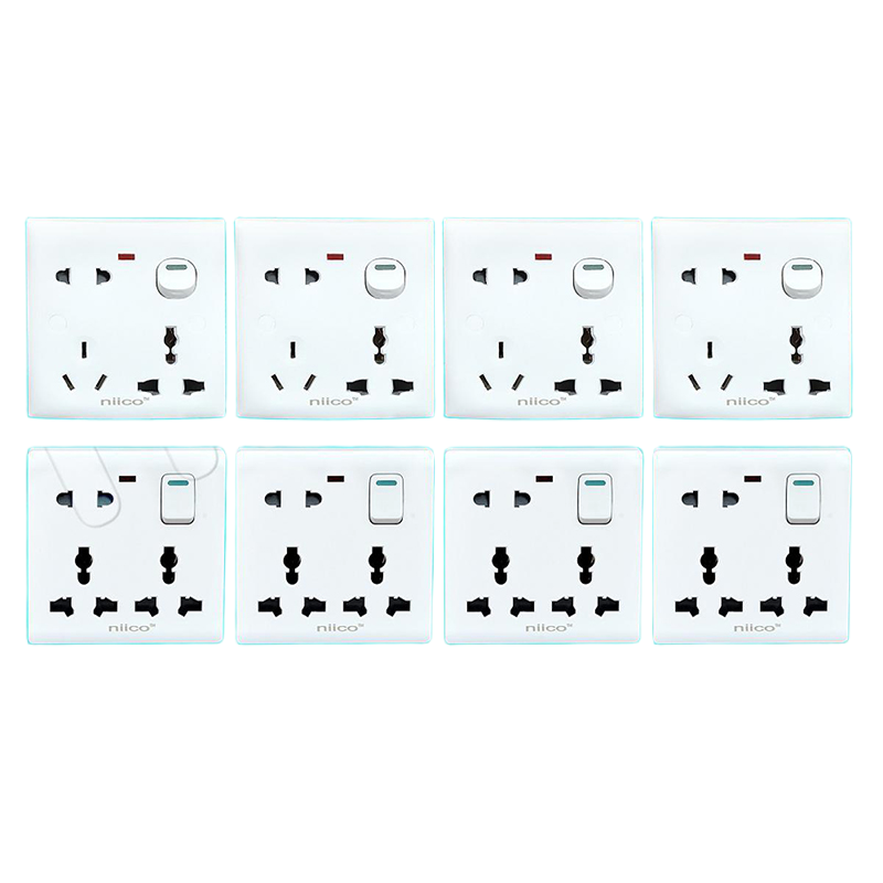 Picture of NIICO Classic 6 Pin & 8 Pin Wall Switch Socket-8 PCS Combo