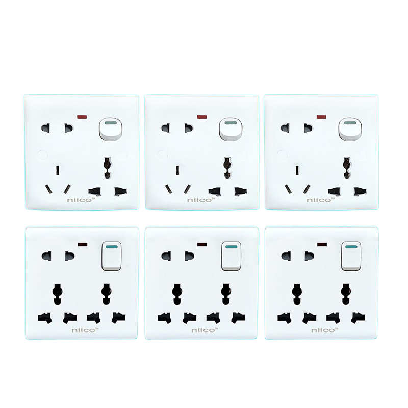 Picture of NIICO Classic 6 Pin & 8 Pin Wall Switch Socket-6 PCS Combo