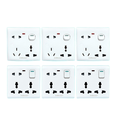 Picture of NIICO Classic 6 Pin & 8 Pin Wall Switch Socket-6 PCS Combo