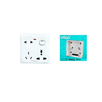 Picture of Niico Classic 6 pin wall switch socket with 1 Gang Mk Box Free - Upscaled Quality
