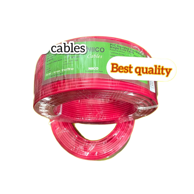 Picture of Niico House Waring Cable  2.0  RM Fireproof  Copper cable  1 coil - 2.0 rm  3/20  Copper cable Red Color (95 Gaj=284 Feet) Copper Wire