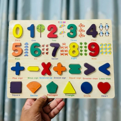 Picture of Multicolor Wooden Colorful Alphabets Number Board Puzzle