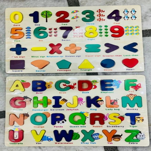 Picture of Multicolor Wooden Colorful Alphabets Number Board Puzzle