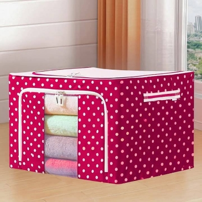 Picture of Oxford cloth large capacity fabric storage box storage basket(RED)