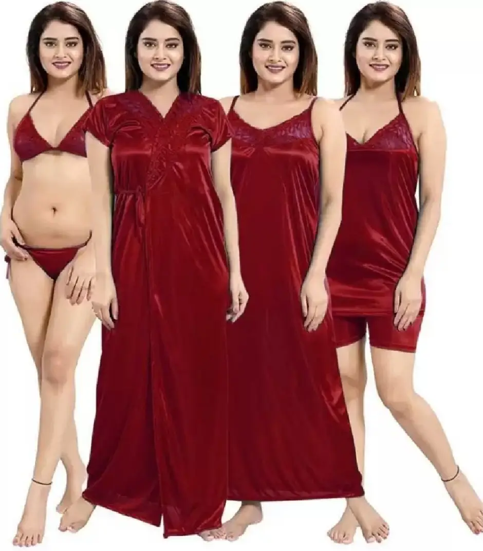 Picture of 6 Part (Nighty) - and Comfortable silk Night Dress for women