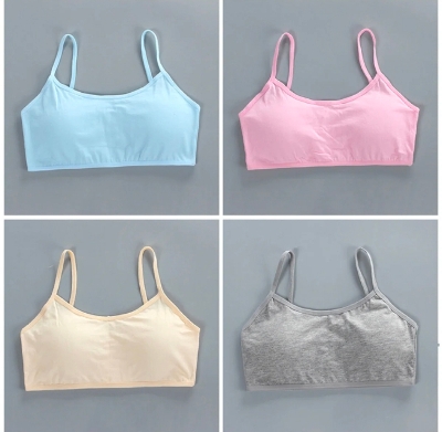 Picture of 1 piece Padded Bra for Teen Girls Kids Training Bras Topics for Teens Underwear Lingerie Thin Strap Topic Sleeveless Vest Cotton