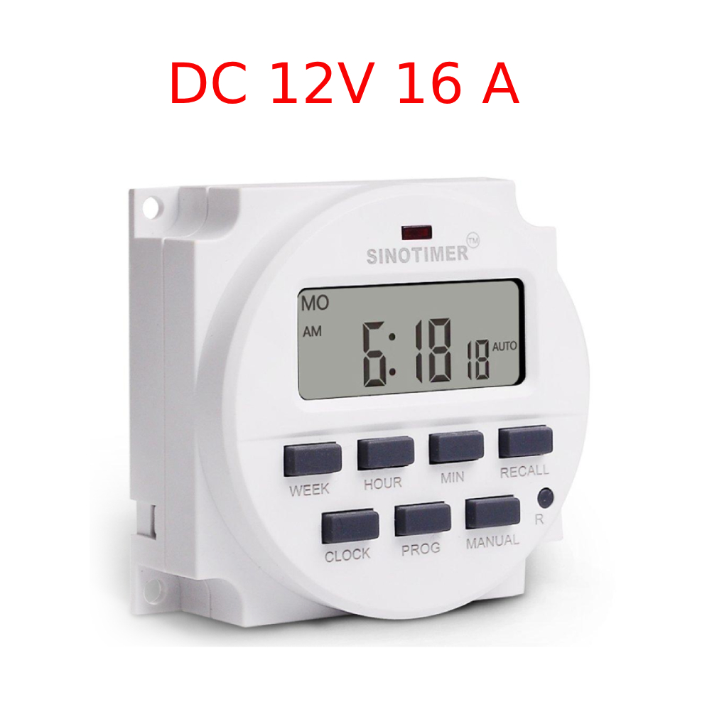Picture of AC 220V / DC 12V 16A Programmable in Bangladesh - Capacity 16AMP 250V AC - 1 Changeover Switch - Power consumption 4.5 VA - Digital Timer Switch