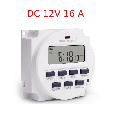 Picture of AC 220V / DC 12V 16A Programmable in Bangladesh - Capacity 16AMP 250V AC - 1 Changeover Switch - Power consumption 4.5 VA - Digital Timer Switch