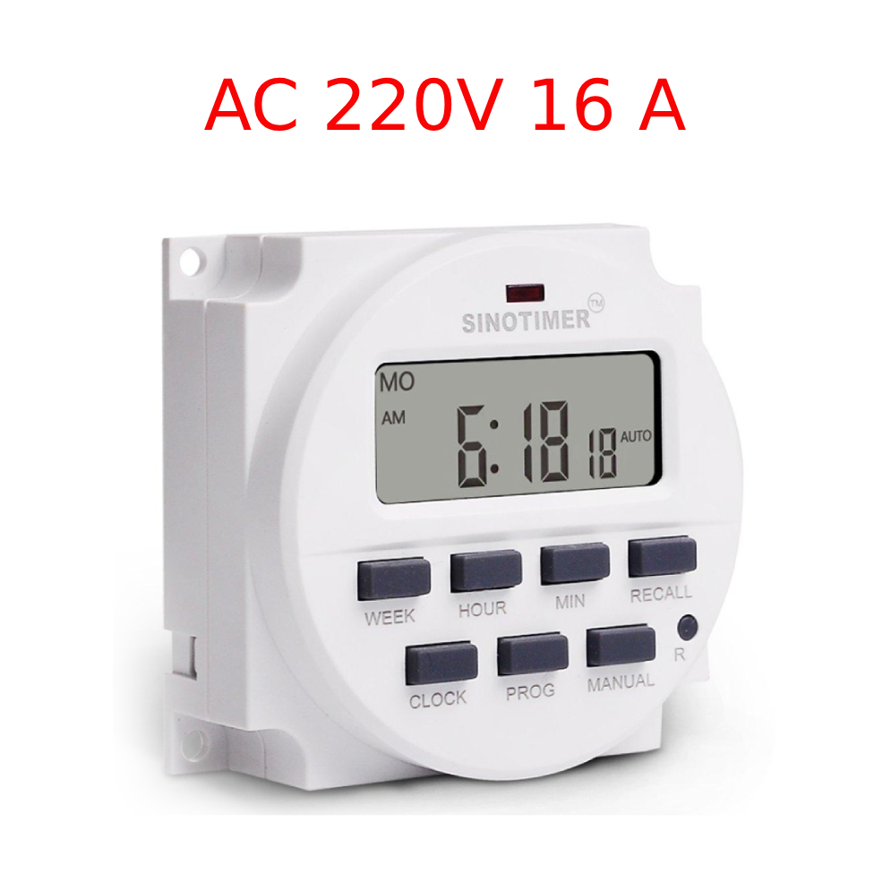 Picture of AC 220V / DC 12V 16A Programmable in Bangladesh - Capacity 16AMP 250V AC - 1 Changeover Switch - Power consumption 4.5 VA - Digital Timer Switch