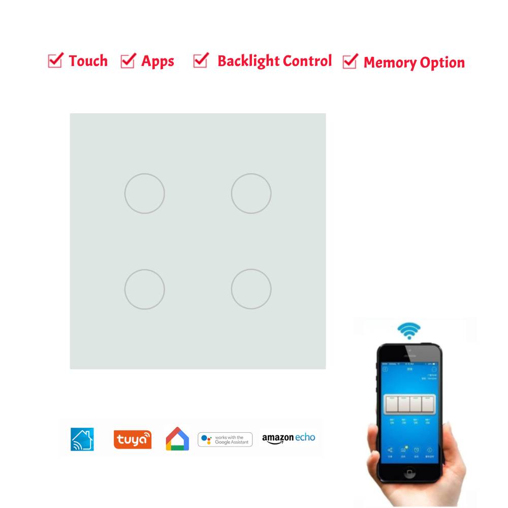Picture of Wifi smart switch 4/3/2/1 gang switch works with Google and Alexa voice Control - Easy to Use And Maintain - Reliable and Durable