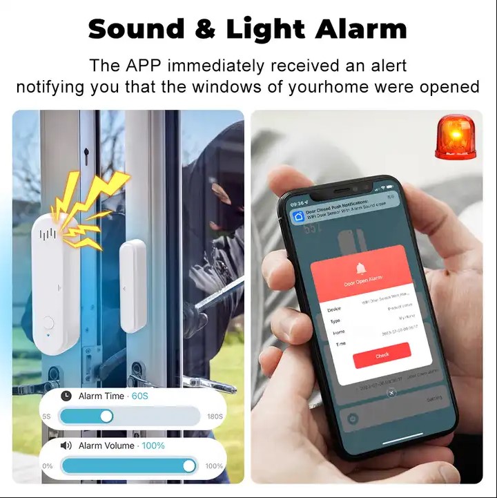 Picture of Smart WiFi Door Sensor Door Open/Closed Detectors App Notification Alert security alarm support Alexa Google Home