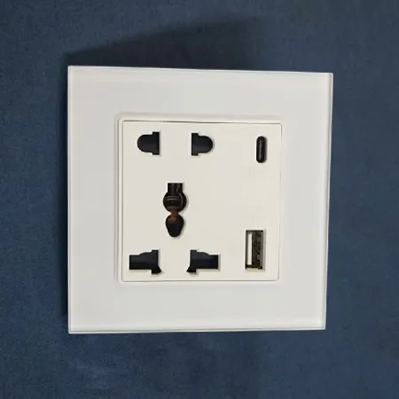Picture of Wall Socket 5 Pin With Type-C  and USB Charging Universal Power Socket  Electrical Outlet