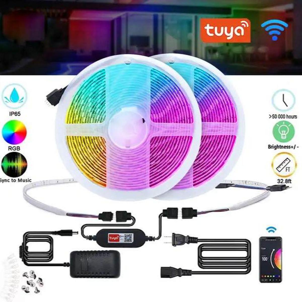 Picture of Tuya Smart LED Strip Light SMD 5050 Outdoor IP65 Waterproof 10w 5m Wifi Bluetooth RGB Led Strip Light