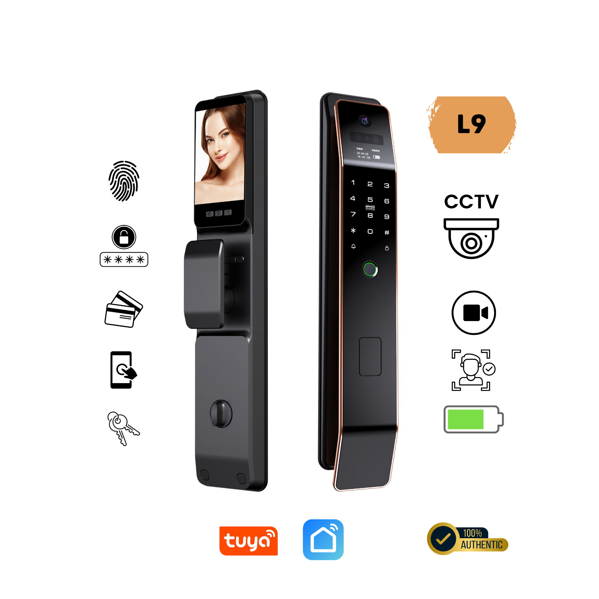Picture of 3D Face Recognition Smart Fingerprint Password Smart Door Lock with Video Call and intercom Feature