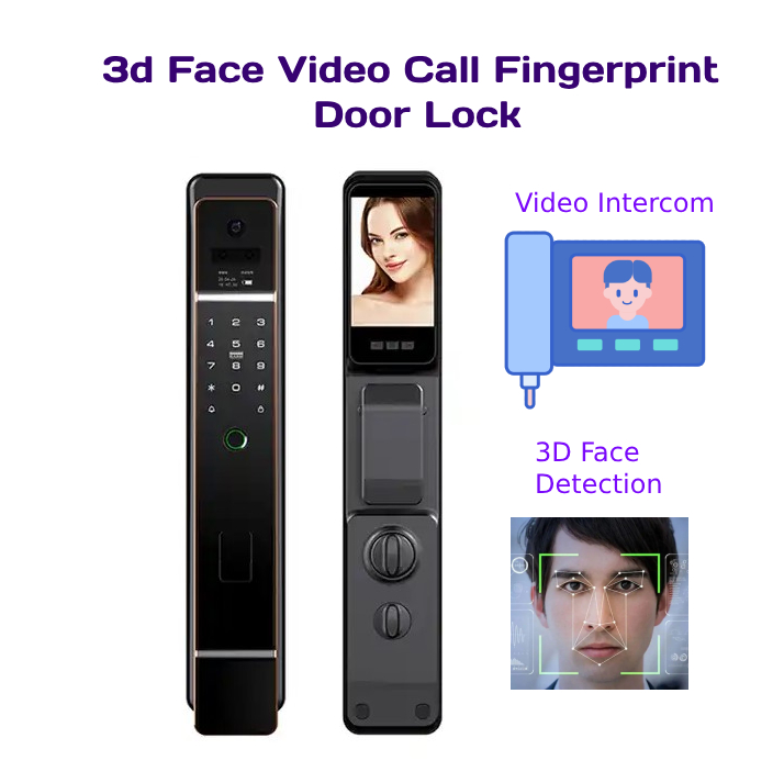 Picture of 3D Face Recognition Smart Fingerprint Password Smart Door Lock with Video Call and intercom Feature