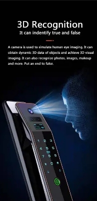 Picture of 3D Face Recognition Smart Fingerprint Password Smart Door Lock with Video Call and intercom Feature