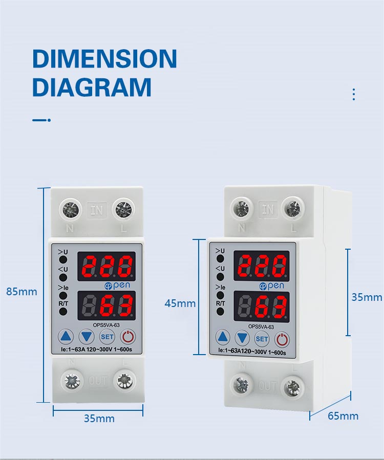 Picture of Voltage protector 63A 230V AC Din rail adjustable over voltage and under protective device relay with over current protection
