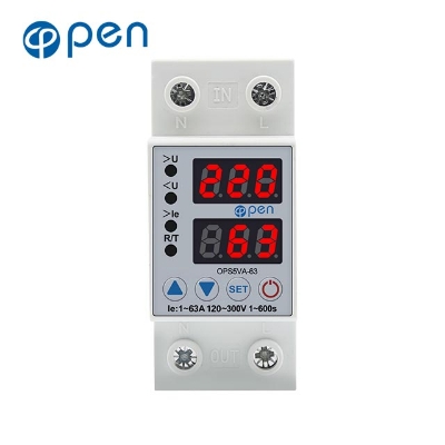 Picture of Voltage protector 63A 230V AC Din rail adjustable over voltage and under protective device relay with over current protection