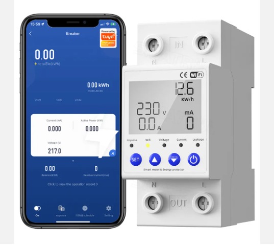 Picture of 63A WIFI Smart Switch TUYA Energy Meter Kwh Metering Circuit Breaker Timer with voltage current