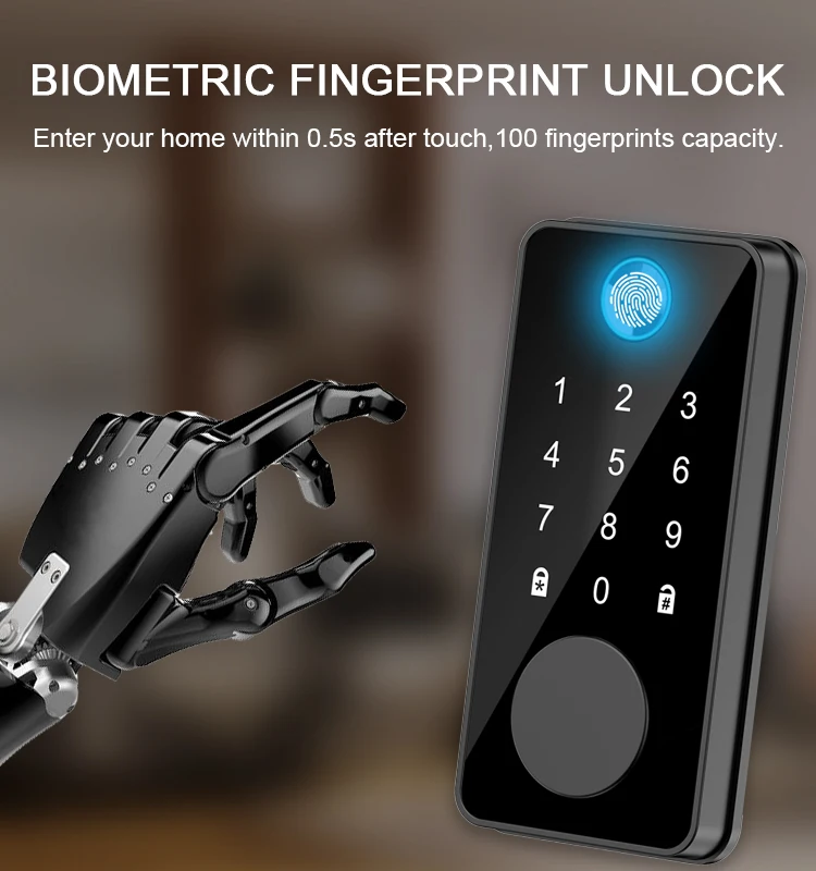 Picture of Smart Fingerprint Deadbolt Lock for Home, Hotel, and Apartment Security