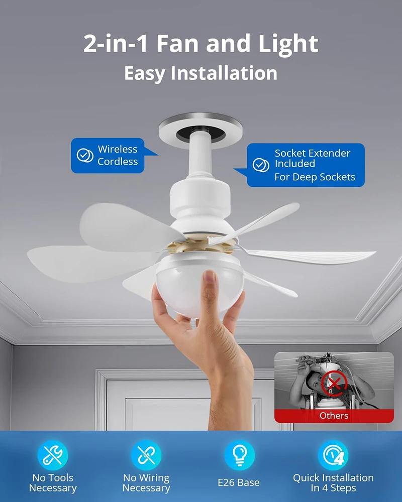 Picture of Intelligent Ceiling LED Fan Light with Remote