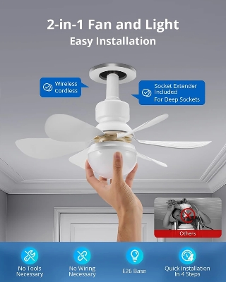 Picture of Intelligent Ceiling LED Fan Light with Remote