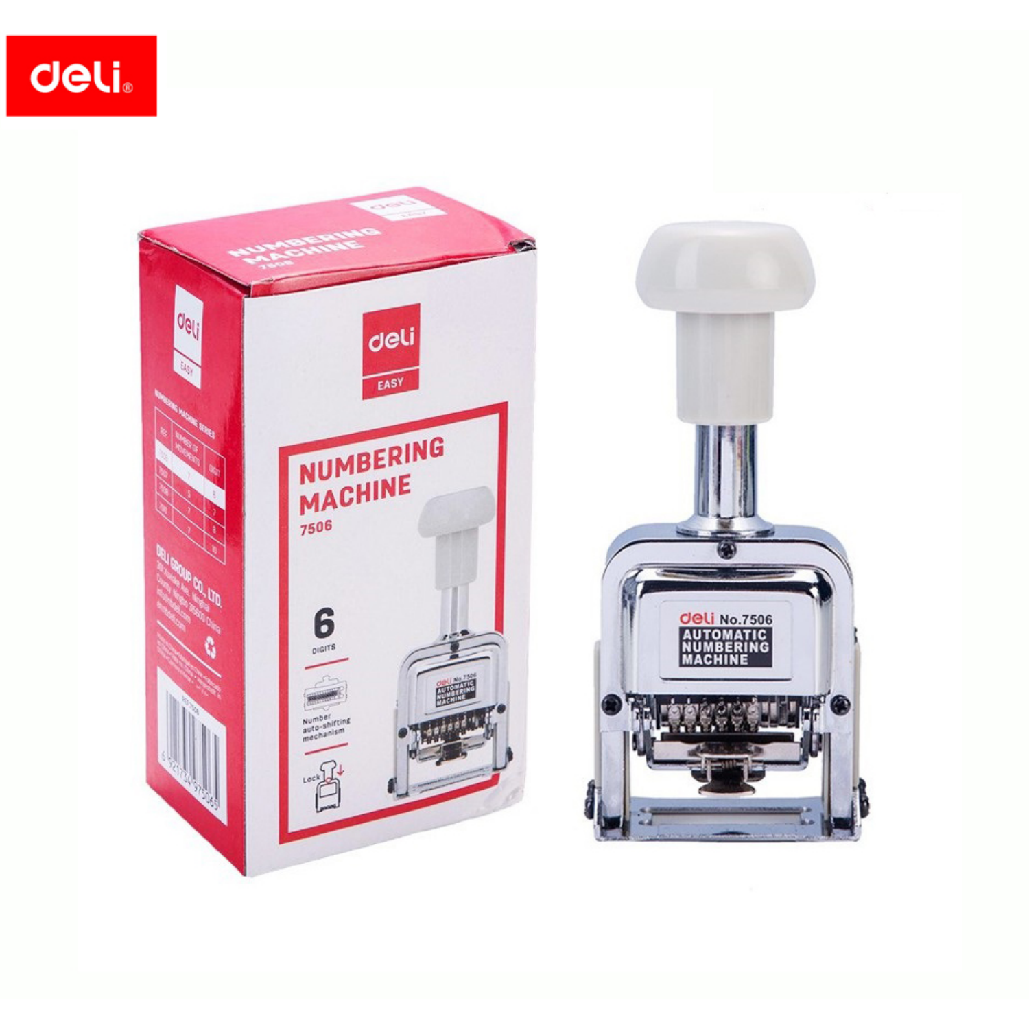 Picture of Deli E7506 Steel Numbering Machine 6 Digits - Silver