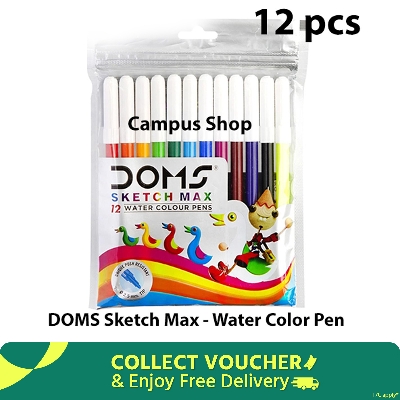 Picture of DOMS Water Color Pen, Sign Pen , Sketch Pen - 12 pcs Big Size
