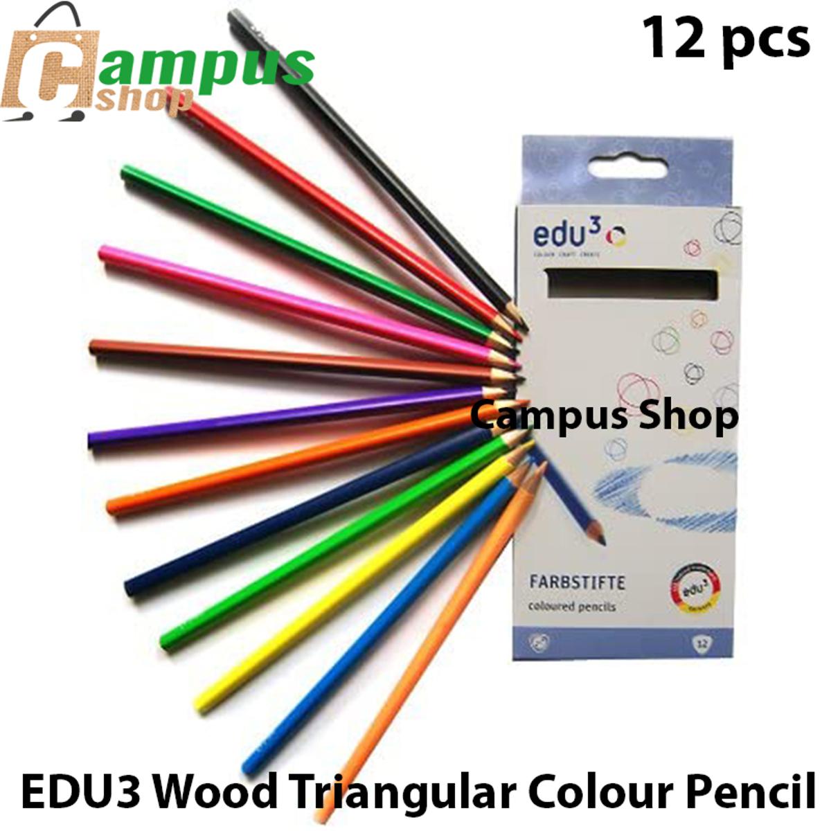 Picture of EDU3 Wood Triangular Colour Pencil, Pack of 12, Assorted