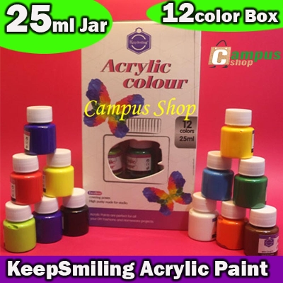 Picture of 12 Shades keepSmiling Acrylic Colours 25ml Jar