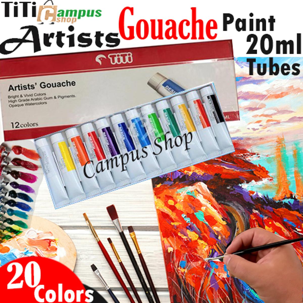 Picture of TITI Artists Gouache Paint 20ml Tubes Pack Of 12 Colours