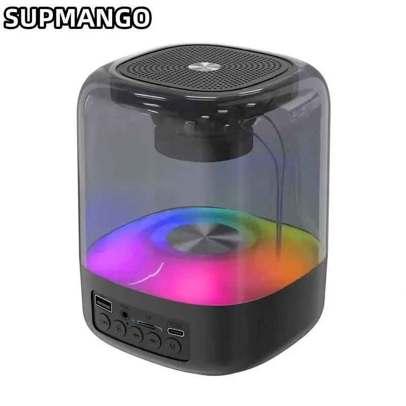 Picture of Wireless Bluetooth Speaker LED Light Portable Breathing Light Bluetooth Speaker Colorful Speaker High Fidelity Sound Subwoofer Bluetooth 5.0 Computer Desktop Office Outdoor Indoor Living Room Bluetooth Speaker