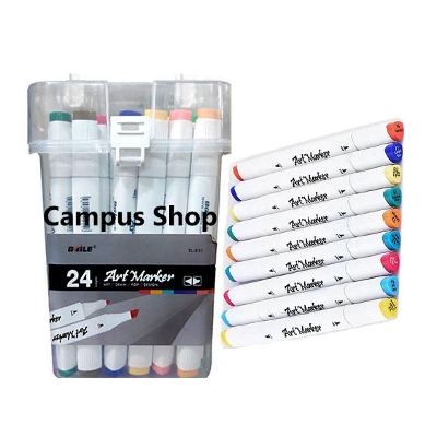 Picture of Baile Art Marker Pen Flat/Thick Tip 24 Colours Box for Artists .