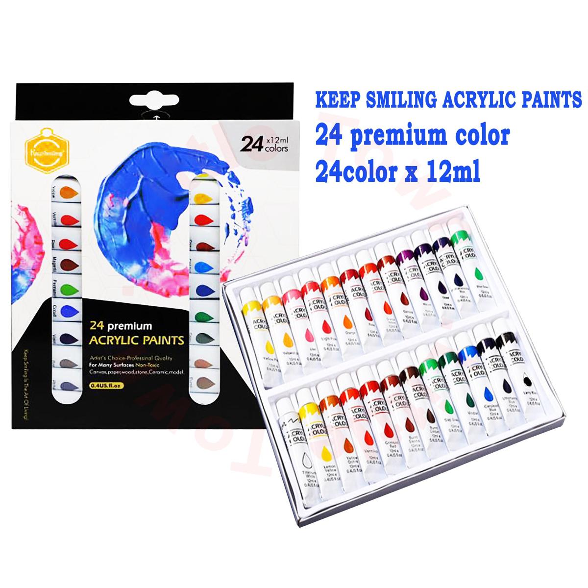 Picture of Keep Smiling Premium Acrylic Paints 12ml 24 Colour set