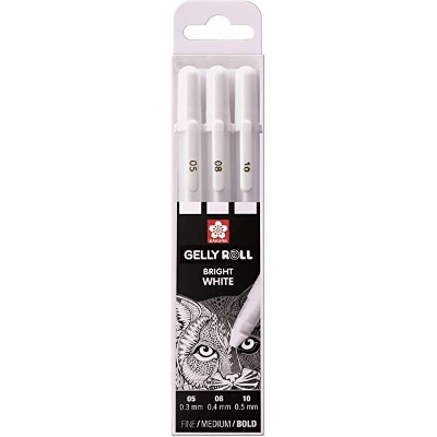 Picture of Sakura Gelly Roll Pen, White, Assorted Sizes, Fine/Medium/Bold -3 Pen Set