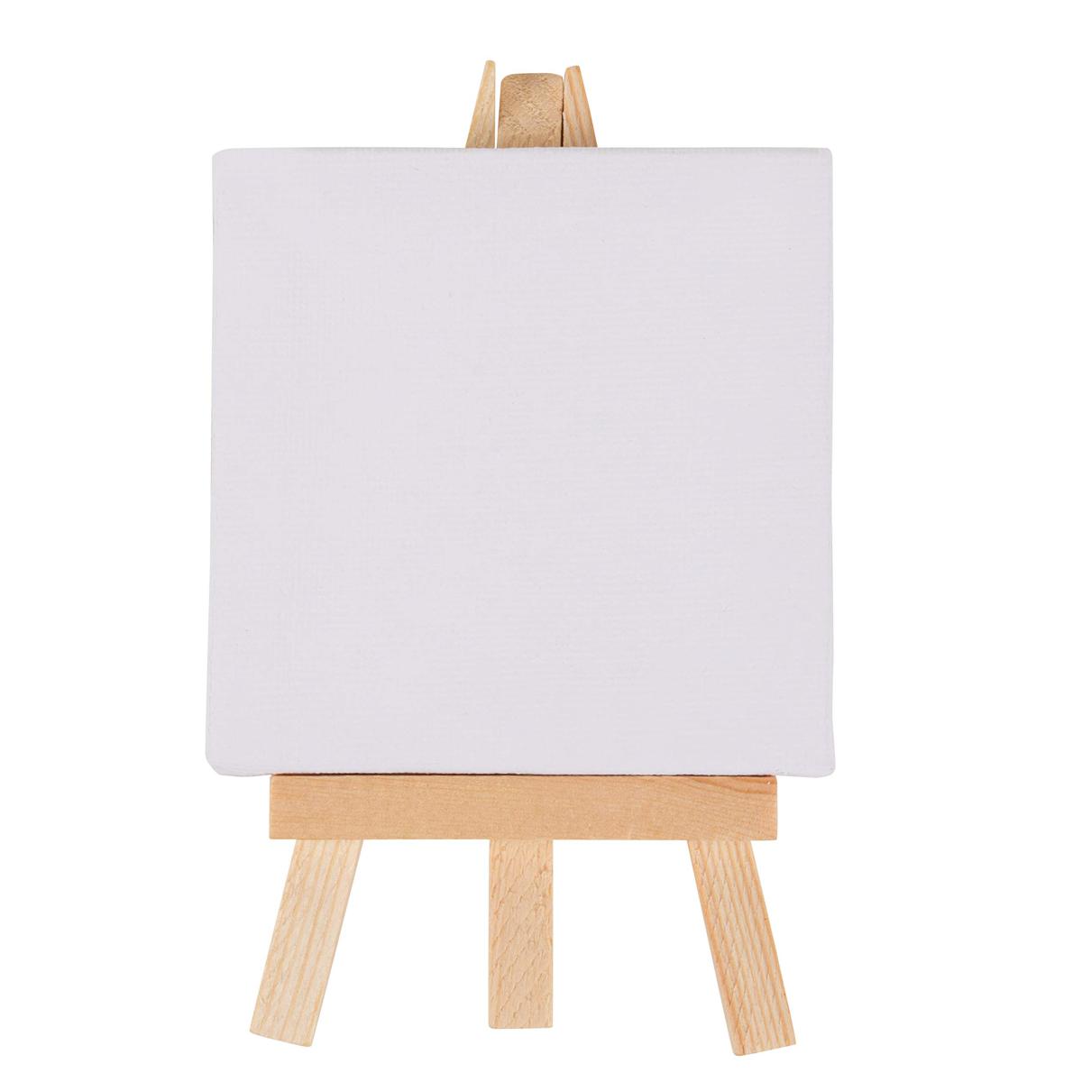 Picture of Mini Canvas Panels and Wood Easels, Small Stretched Canvas, Professional Kids Art Supplies, for Drawing, Painting, Craft, Art Project, DIY, 3.5/5,4/6 Inches
