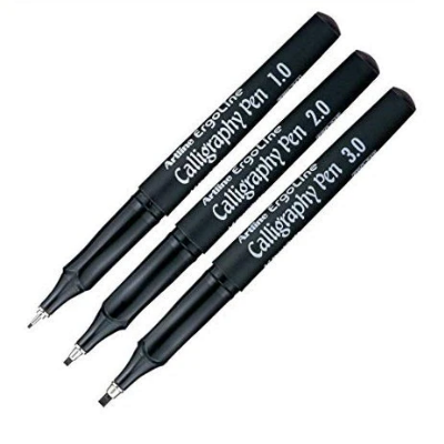 Picture of Artline Ergoline Calligraphy Fountain Pen with 1.0,2.0 & 3.0mm nibs - Black Ink