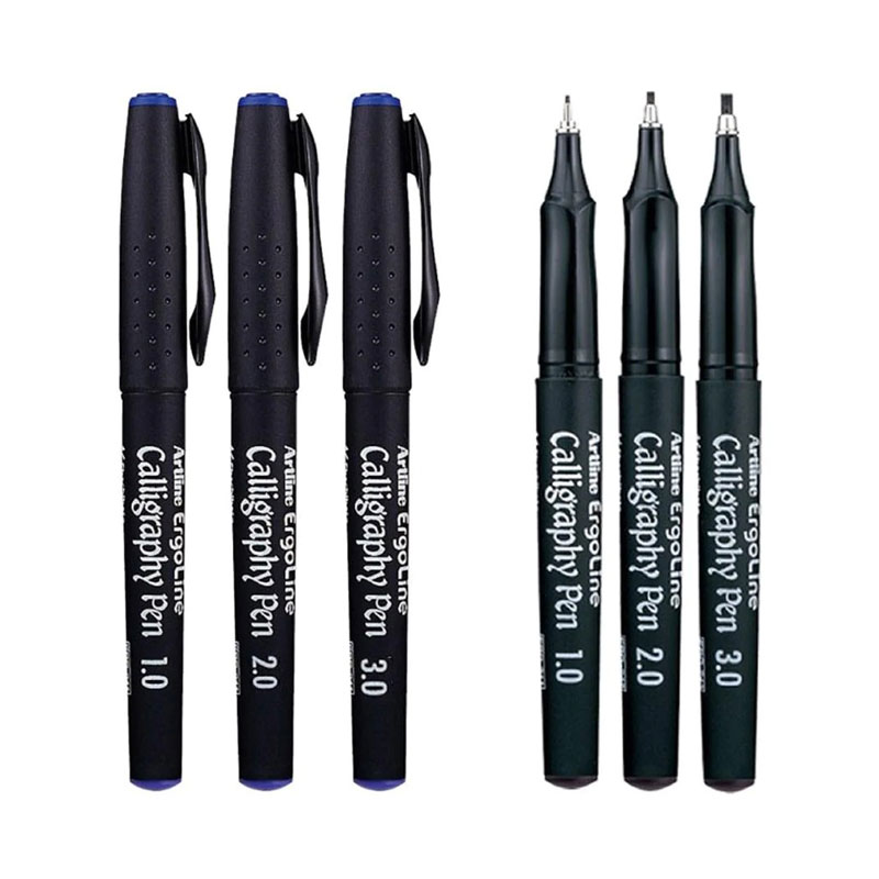 Picture of Artline Ergoline Calligraphy Fountain Pen with 1.0,2.0 & 3.0mm nibs - Black Ink