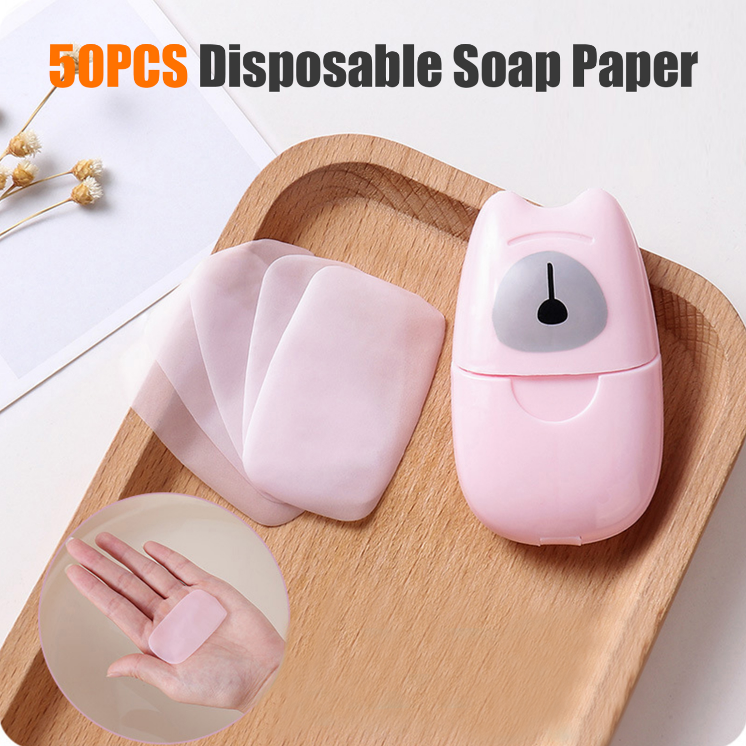 Picture of 50PCS Disposable Soap Paper Washing Cleaning Hand Bath Scented Soap Paper Soap Sheets Sanitizer for Kitchen Travel Hiking Commercial Use Hospitals