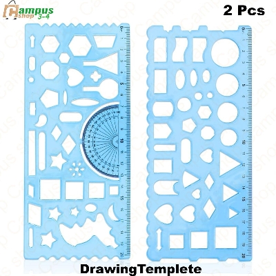 Picture of 2 Pieces Multifunctional Geometric Ruler, Plastic Drawing Ruler, Transparent Multipurpose Drawing Kids Drawing Template Measuring Tool Design Ruler for Office Art Studio School