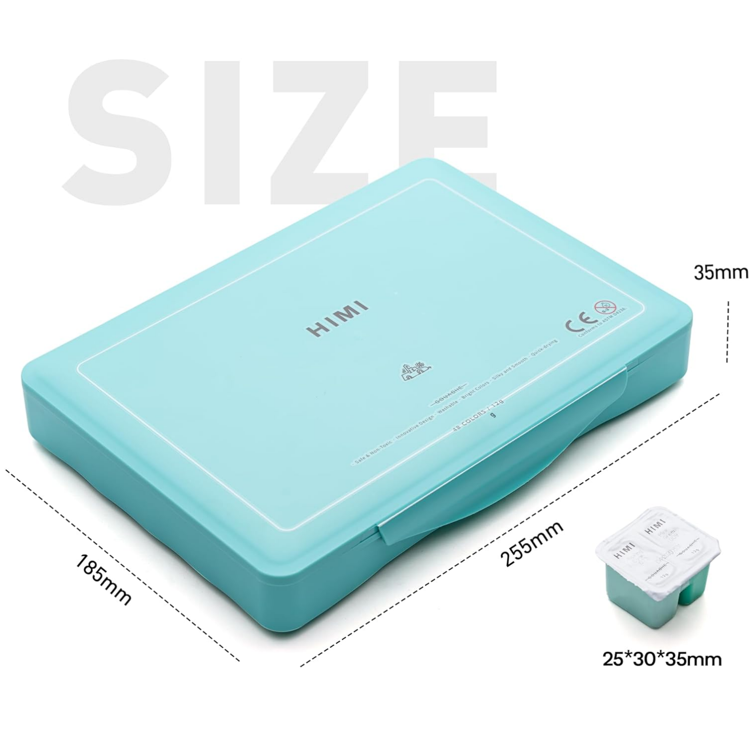 Picture of HIMI Twin Cup Jelly Gouache Paint Set, 48 Colors 12g, Jelly Cup Design, Non Toxic Paint for Canvas and Paper, Art Supplies for Professionals (Green Case) Visit the HIMI Store