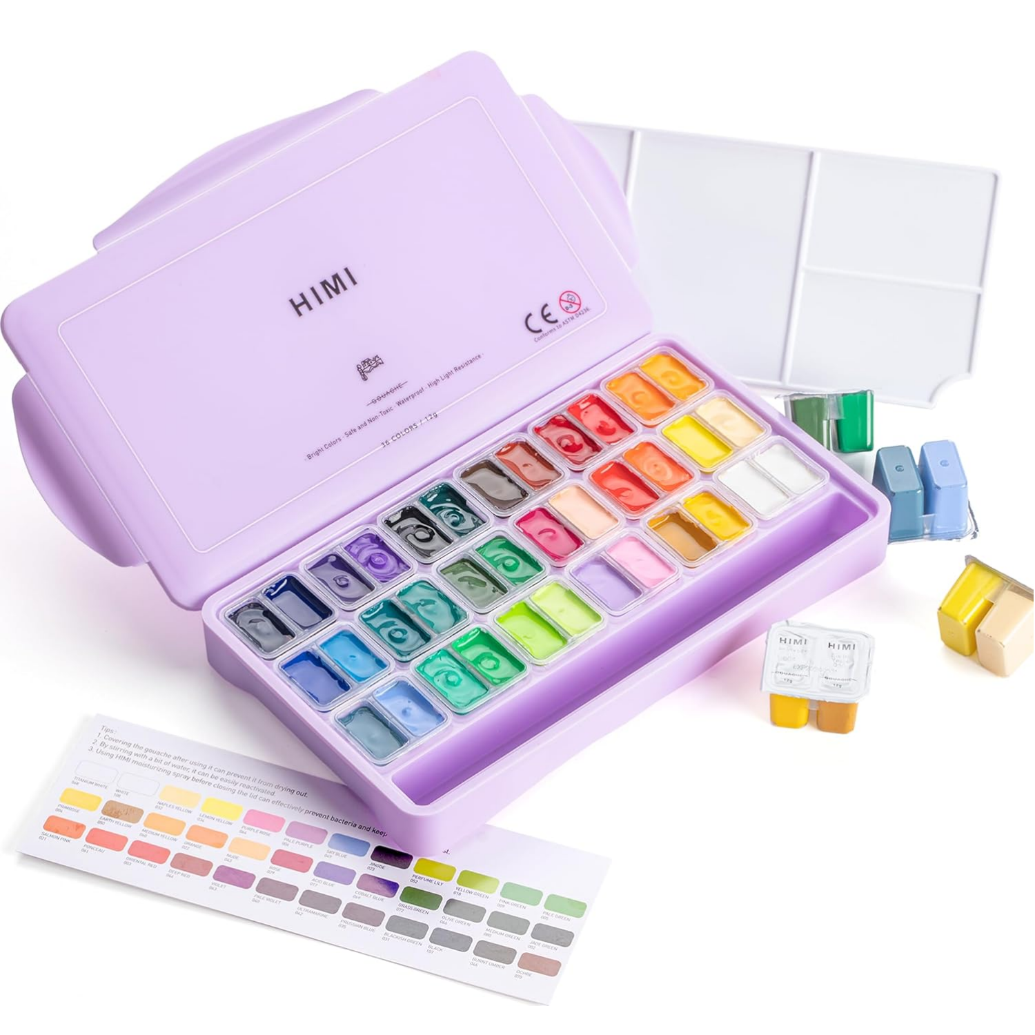 Picture of HIMI Gouache Paint Set，Art Supplies for Professionals，36 Colors 12g，Paint for Canvas and Paper